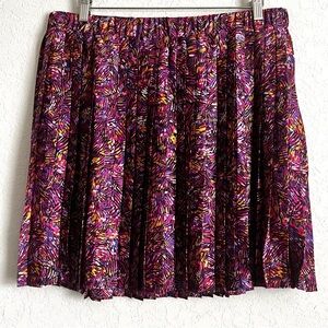 LILI SIDONIO Colorful Abstract Pleated Skirt XL NWT